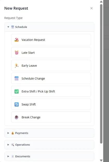 Fair Flow salon employee inbox for time-off, schedule and staff requests